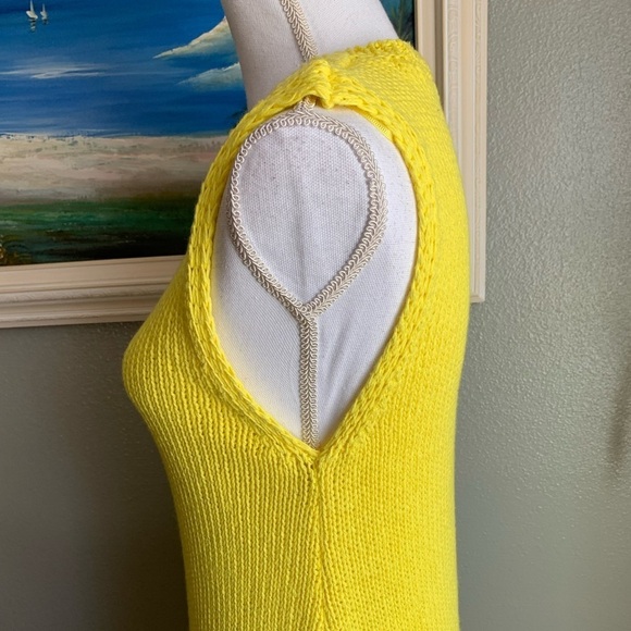 Zara 100% Cotton Yellow Knit Mini Dress Size Medium - Picture 12 of 17